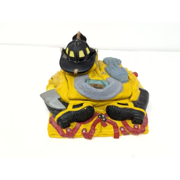 Giuseppi 2 Pc Fireman Uniform Resin Sculpture Opens To A Trinket Box 8x7x4 - Picture 7 of 14